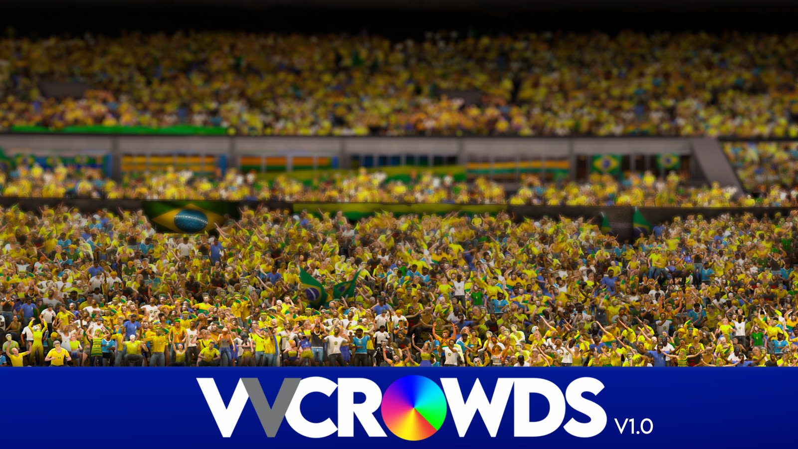 Large virtual stadium crowd created with VVCrowds